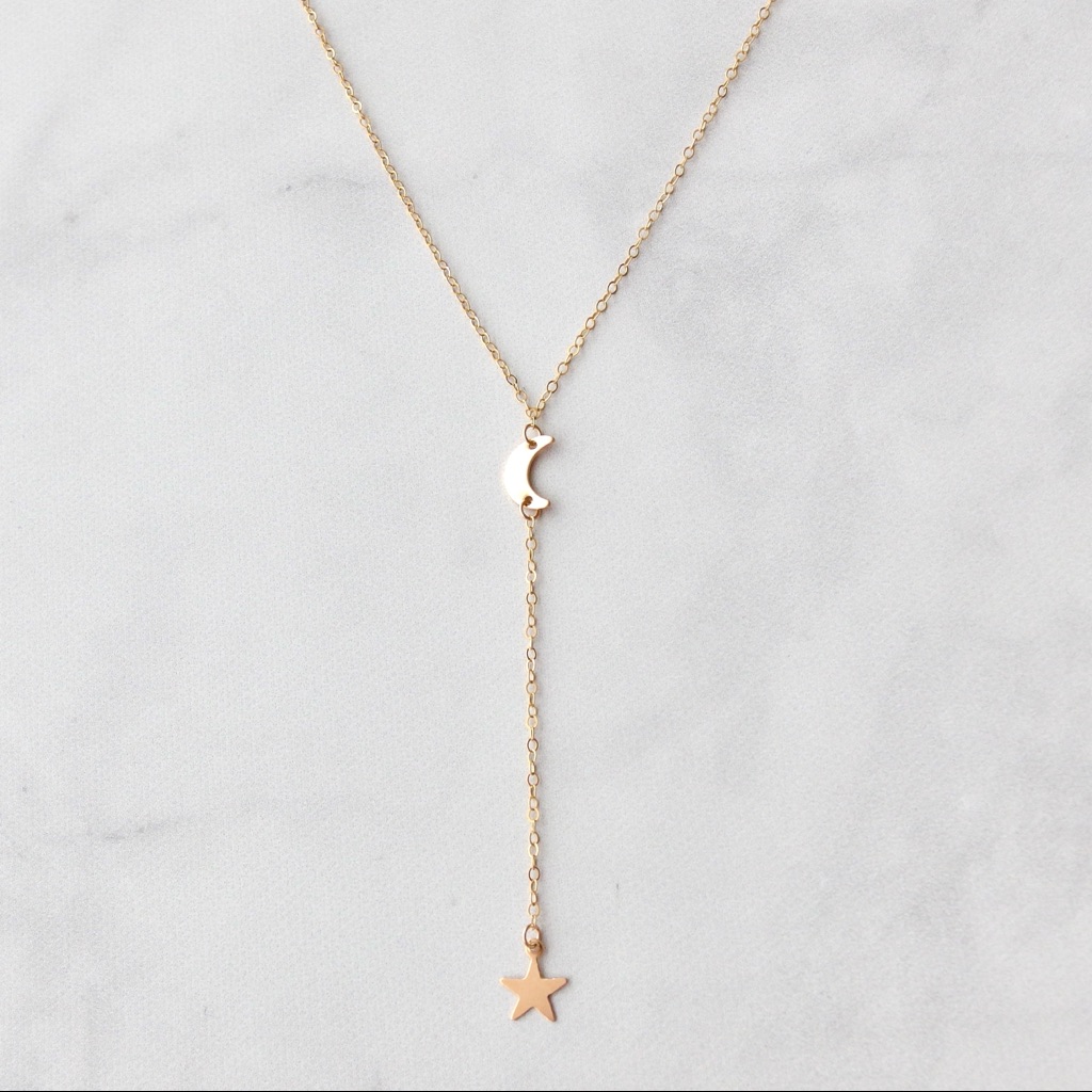 Moon And Star Y Necklace 14k Gold Fill